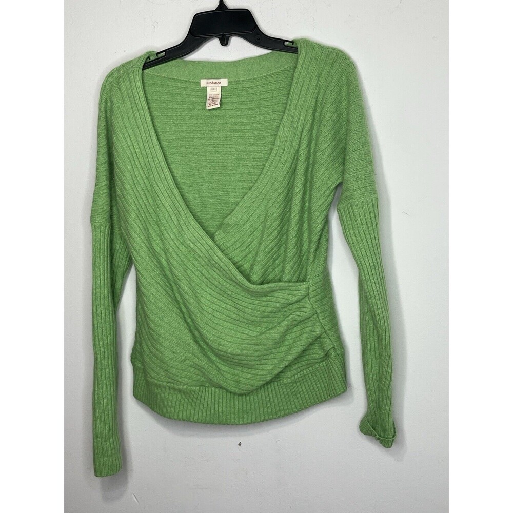 Sundance Sweater Women's Medium Green Knit Wool Cashmere Cotton Viscose Angora L
